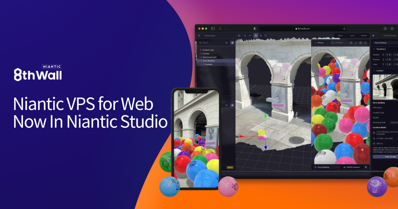 image of niantic vps gumball expereince being built in niantic studio viewport